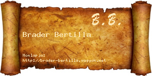 Brader Bertilla névjegykártya